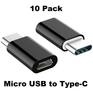 - 10 PACK - Female Micro USB to Male USB Type-C Converter Adapter - BRAND NEW - - Picture 1 of 5