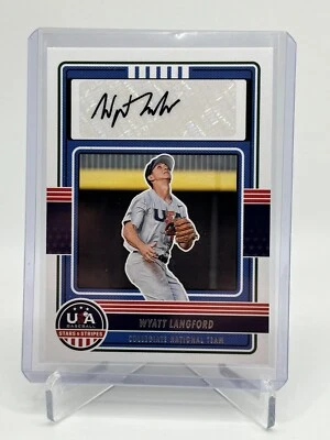 2023 Panini USA Stars & Stripes Wyatt Langford RARE BLACK  Auto RC Rangers 🔥 - Image 1 of 2