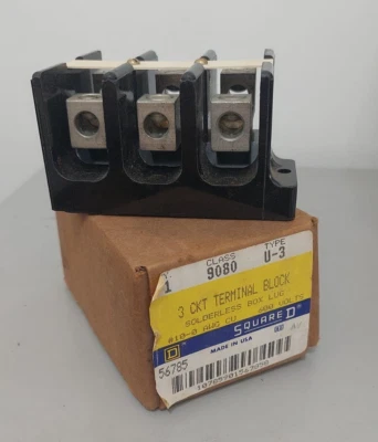 Square D 9080U3 U-3 600V 3P #10 - 0 AWG Circuit Terminal Block P1 - Image 1 of 3