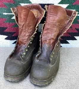Vintage BUFFALO BOOT CO LOGGING BOOTS MENS Size 11D Brown Handmade In Canada - Picture 1 of 21