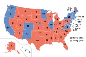 U.S. Electoral College Karte 2024 Präsidentschaftswahl Trump Harris Poster Druck - Bild 1 von 1