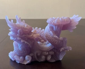 "Estatuilla de dragón rosa púrpura de 4"" de alto de 6"" de largo" - Imagen 1 de 9