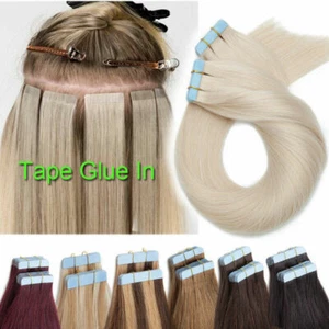 Tape In Skin Weft 100% Real Human Remy Brazilian Hair Extensions Thick 20-40Pcs - Bild 1 von 92