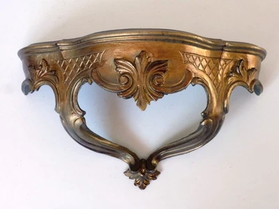 Vintage Italian Rococo Baroque Wall Shelf Sconce Hollywood Regency Lightweight - Image 1 of 4