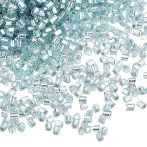 1400Pcs Glass Bugle Beads, 1.5x1.5mm Loose Bead (Silver-Lake Blue) - Picture 1 of 6