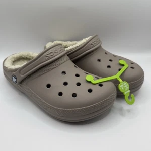 Zoccolo Crocs adulto donna classico foderato pelliccia fuzz marrone osso di fungo US 8 - Foto 1 di 10