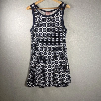 Juicy Couture геометрический принт платье без рукавов темно-синий белый размер маленький - Изображение 1 из 4