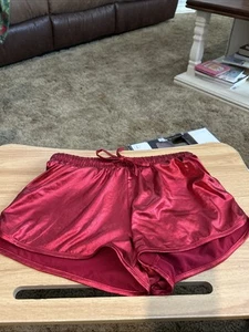 POSHDIVAH Sexy Shiny Red shorts elastic drawstring POSHDIVAH women's S - Picture 1 of 8
