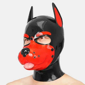 Furrjoi Silicone Dog Pet Play Hood Sticking Tongue Latex Furry Fetish Red Color - Picture 1 of 4