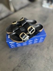 BIRKENSTOCK ARIZONA BIG BUCKLE❤️GR.40 ❤️SCHMALE WEITE ❤️SCHWARZ ❤️LACK HIGH - Bild 1 von 11