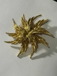 Vintage Vans Authentics goldfarbene strukturierte Pinwheel Blume Brosche Anstecknadel Anhänger - Bild 1 von 5