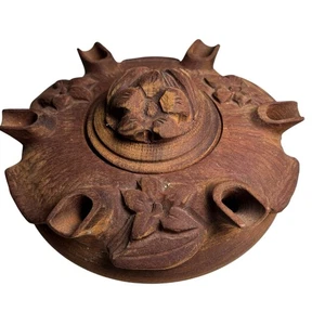 Grole Grolla Bowl with 6 Spouts & Lid Wooden Ornately Carved Italy Vintage - Picture 1 of 7