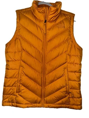 Chaleco acolchado The North Face 550 amarillo con cremallera completa para mujer talla M Foto 1 de 4