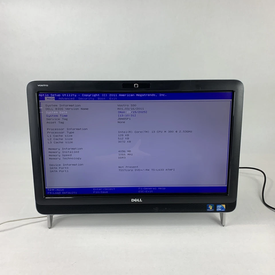 Dell Vostro 330 AIO 23" i3-380 2.53 GHz 4 GB RAM Ho HDD No OS No AC Adapter - Image 1 of 4