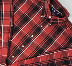 Camisa Polo Ralph Lauren Para Hombre Grande Franela Pesada Roja y Negra A Cuadros DE COLECCIÓN - Imagen 1 de 6