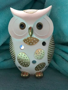 edle weiss goldene Eule 14 cm Skulptur matt glänzend mit kleinen Spiegeln NEU - Bild 1 von 4