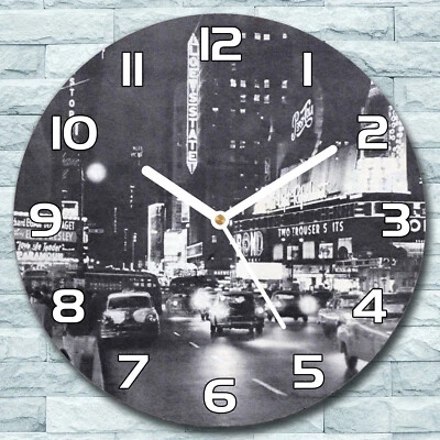 Glass Wall Clock Round fi 30 Broadway new york street cityscape manhattan Home - Image 1 of 4