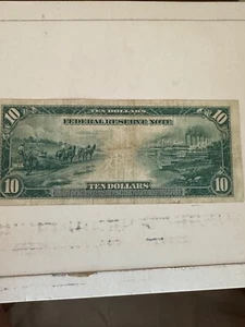 1914 $10 US Federal Reserve Note Large Note Blue Seal Fr# 927a *0516 - Picture 1 of 2