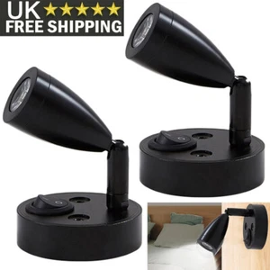 2x Black 12V LED Camper Van Interior Lights Boat Caravan Spot Reading Wall Light - Picture 1 of 7