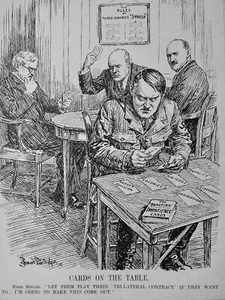 1935 Vintage Print HERR ADOLF HITLER - CARDS ON THE TABLE - STRESA - Picture 1 of 2