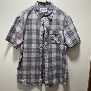 Flag and Anthem Shirt Mens Size Medium Short Sleeve Lightweight Twill Plaid NEW - Picture 1 of 6