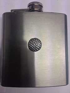 Golf Ball PP-SP06 English Pewter 6oz Stainless Steel Hip Flask  - Picture 1 of 1