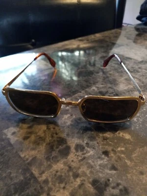 Gafas de sol Isaac Mizrahi Aviator nuevas sin etiquetas bordes dorados vidrio marrón Foto 1 de 4