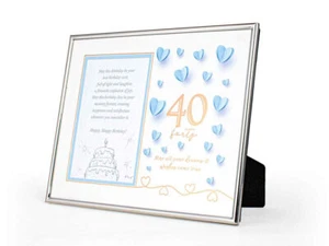 Paper Hearts 40th Birthday Silver-Edged Photo Frame - Picture 1 of 1