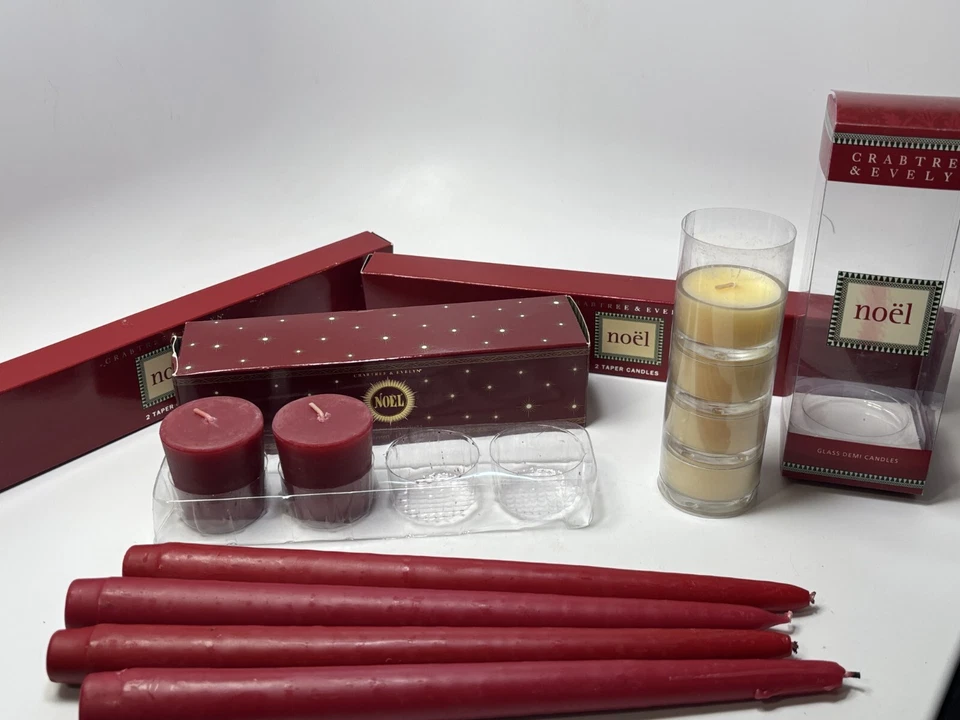 Crabtree & Evelyn NOEL Lote Descontinuado Votivos, Velas Cónicas y Demi USADAS Foto 1 de 4