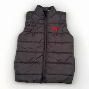 Puma Quilted Puffer Vest Outerwear Pocket Black Red Logo Youth Size 7/8 SMALL - Picture 1 of 5