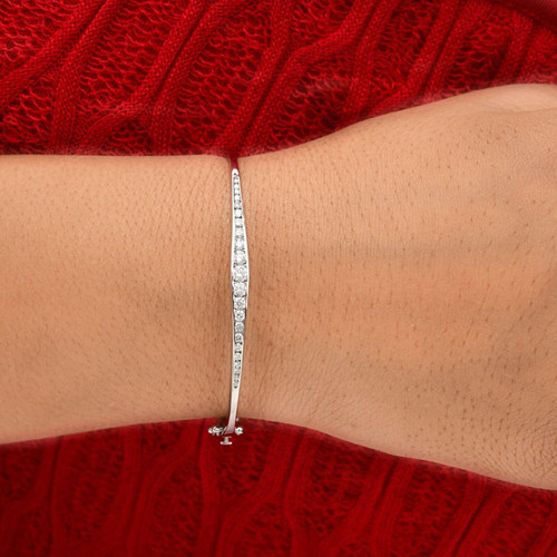 VALENTINO Braccialetto Diamante Tondo 1 05 Ct Reale SI H Regalo Compleanno Oro Bianco 14k