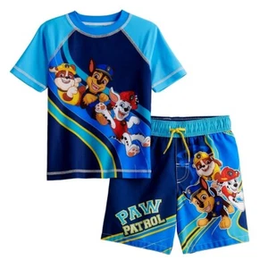 Paw Patrol Swimsuit  Rash Guard Shirt Swim Trunks Boys 2T 3T 4T 4 Chase Marshall - Picture 1 of 4