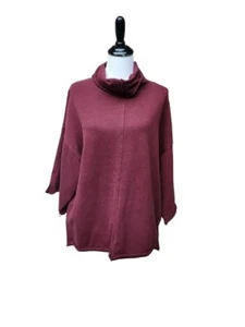 Free People burgunderrotes Rollkragen-Sweatshirt GRÖSSE SMALL überschnittene Schulter Ellenbogenärmel - Bild 1 von 12