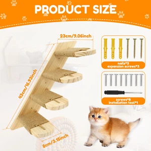 Cat Wall Ladder Wood Cat Wall Stairs With Sisal Rope Reversible Direction tenMp - Picture 1 of 11