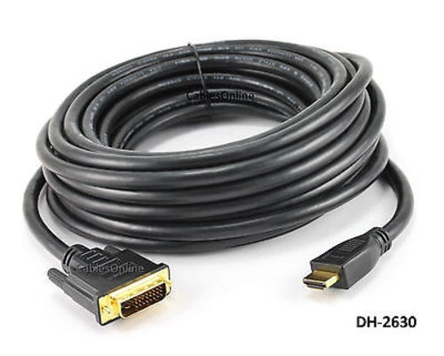 30ft DVI-D Male Dual Link to HDMI Male 26AWG Video Monitor Cable, DH-2630 - Image 1 of 1
