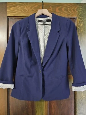 Kensie Womens Blue Polka Dot Lining Jacket Blazer Size Medium - Image 1 of 3