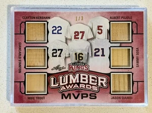 2020 LEAF LUMBER KINGS MVP TROUT/KERSHAW/PUJOLS/STANTON/GIAMBI - BATS 1/3! - Picture 1 of 2