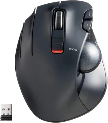 ELECOM EX-G Left-Handed Trackball Mouse, 2.4Ghz Wireless, Thumb Control, 6-Butto - Image 1 of 4