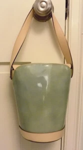 Salvatore Ferragamo Patent Sea Foam Green Ivory Leather Trim Bucket Bag Handbag - Picture 1 of 17