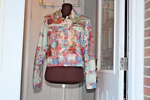 SANDY STARKMAN BELLISSIMA GIACCA LEGGERA COLORATA 100% SETA TAGLIA L INDIA - Foto 1 di 6