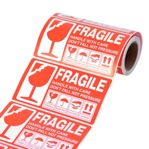 50PCS Fragile Handle with Care Labels Warning Sticker Shipping Self Adhesive Tag - Picture 1 of 6
