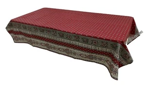 French Provencal Marat Avignon Coated Cotton Tablecloth Bastide Red/Grey 59X98 - Picture 1 of 7