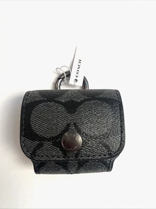 Coach C1618 Wireless Earbud Airpod Case Signature Canvas Gunmetal Charcoal NOS! - Photo 1/7