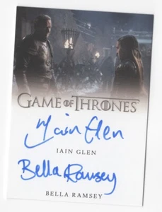 Iain Glen & Bella Ramsey GAME OF THRONES Season 8 Dual Autograph Card Auto - Bild 1 von 2