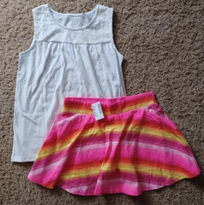 ๐ Girl's L 10-12 Pink Skort White Tank Top Shirt Lot New NWT Children's Place - Picture 1 of 9
