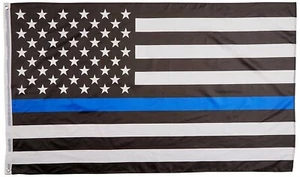 USA Thin Blue Line Police Department Policeman Flag 3x5 w/ Grommets New - Picture 1 of 2