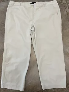 TALBOTS Beige STRETCH Cropped Signature Pants Sz 16 Waist 38” Inseam 21” - Picture 1 of 7