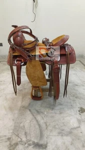 Western Roping Leather Horse Saddle Tack Set 10 Inch To 20 Inch - Picture 1 of 5