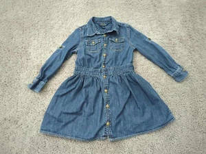 Polo Ralph Lauren Shirt Dress Youth Girls 5 Blue Long Sleeve Fit & Flare - Picture 1 of 5