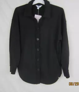 Women's JoyLab Fleece Long Sleeve Shacket Black XS - Picture 1 of 12